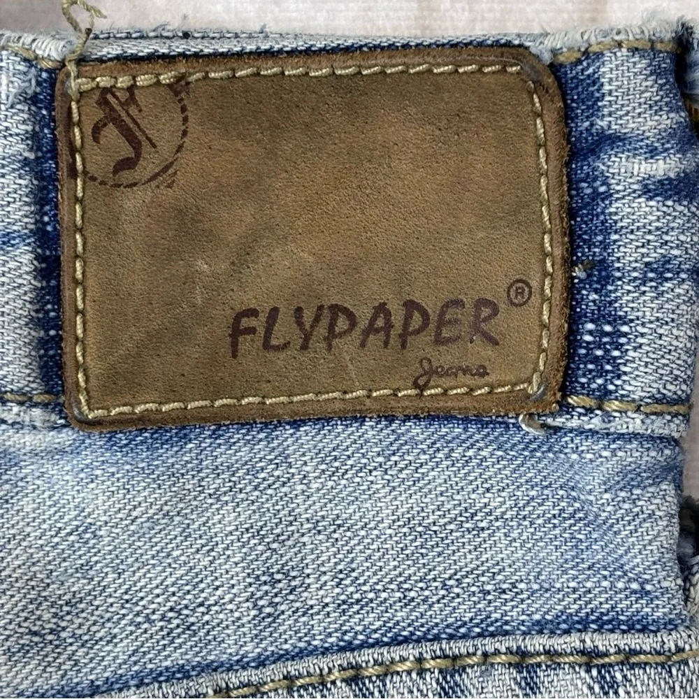 Flypaper Jeans Mens Light Wash Straight Leg Embroidered Skater Blue Size 32x34